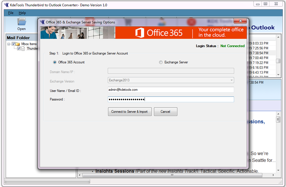 thunderbird connect to office 365