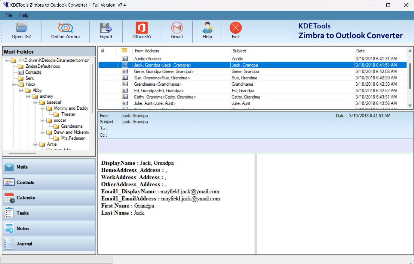 Zimbra contacts to vcard
